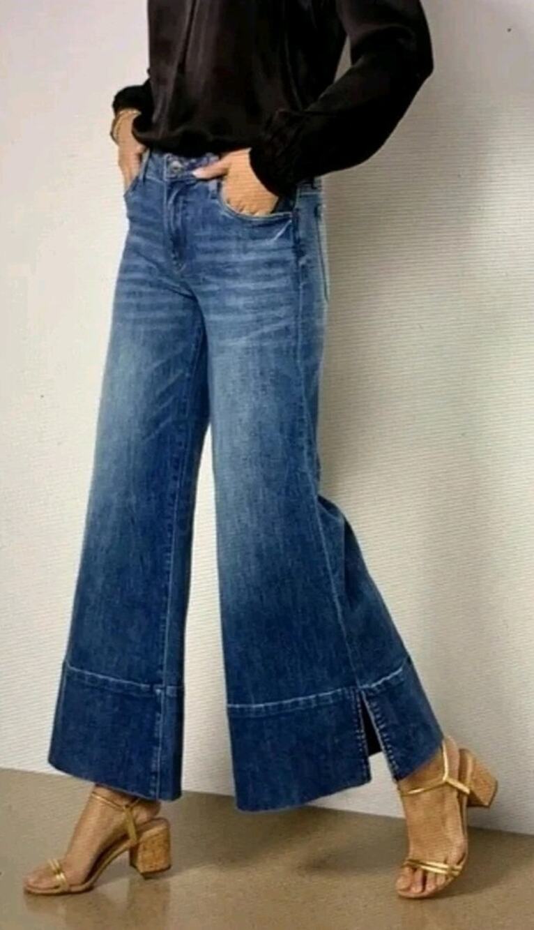Kut From The Kloth Goldie Super Flare Jeans Size 4 Wide Leg Mid Rise 28×29 blue